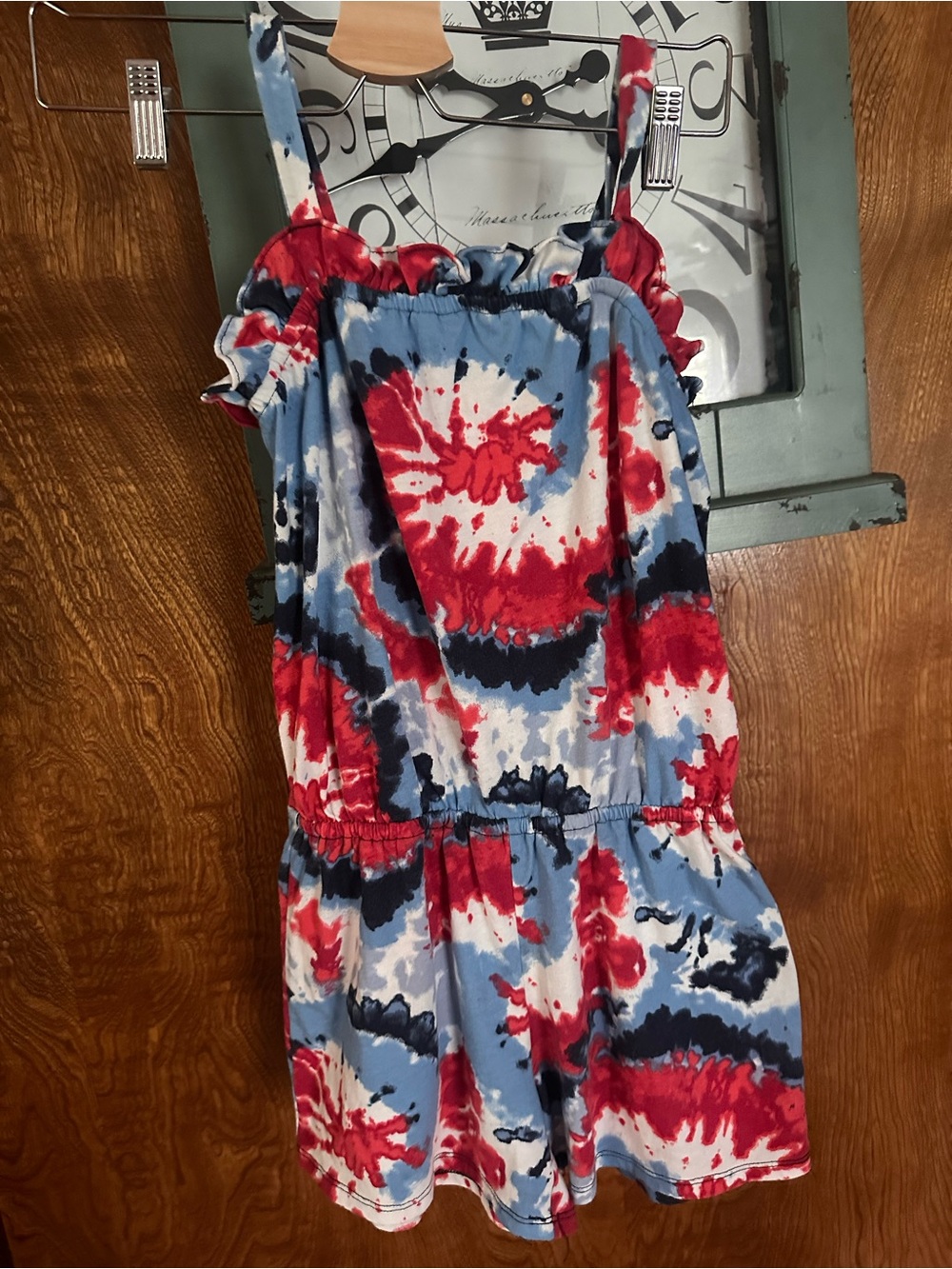 The Children's Place Red, Blue & White Tie-Dye Romper